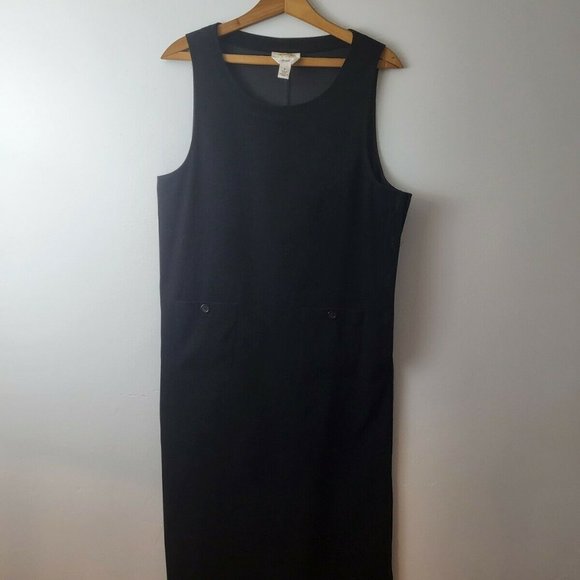 EUC Vintage 90s Retro Goth Talbots Black Velvet Long Maxi Dress Size 8 Pockets - Picture 2 of 11